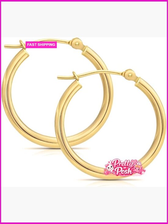2mm Small Perfect Hoop Earrings in 14K Yellow Gold  14k Yellow Gold Hoop Earrings, Real Gold, 2mm Thickness